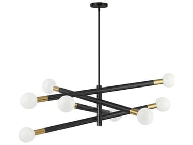 Dainolite Wand 8-Light Matte Black Aged Brass Linear Tiered Chandelier DNWAN398CMBAGB