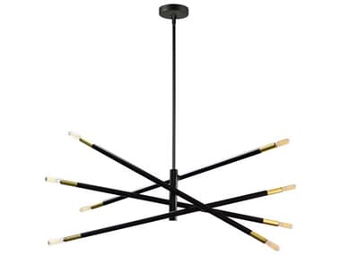 Dainolite Wand 8-Light Matte Black Aged Brass Linear Chandelier DNWAN408PMBAGB