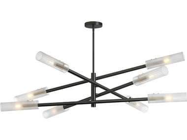 Dainolite Wand 8-Light Matte Black Aged Brass Cylinder Linear Tiered Chandelier DNWAN448CMBAGBFR