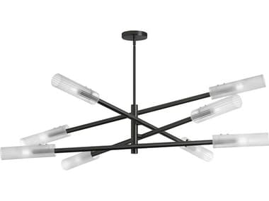Dainolite Wand 8-Light Matte Black Cylinder Linear Tiered Chandelier DNWAN448CMBFR