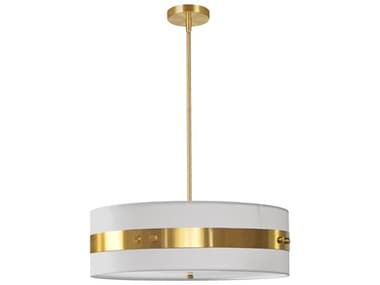 Dainolite Willshire 4-Light Aged Brass White Round Pendant DNWIL224PAGBWH