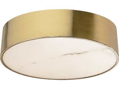 Dainolite Walsh 1-Light Alabaster Aged Brass Round Flush Mount DNWSH1220LEDFHAGB