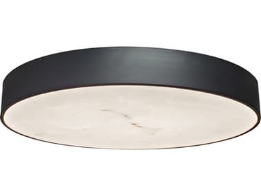 Dainolite Walsh 1-Light Alabaster Matte Black Round Flush Mount DNWSH2040LEDFHMB