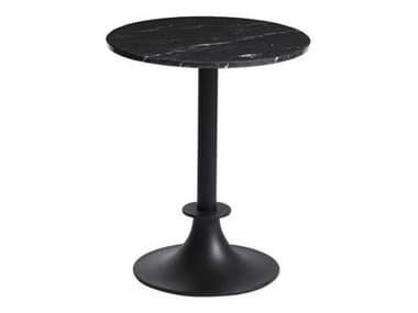 Driade Outdoor Lord Yi Aluminum 23.6'' Wide Round Marquina Marble Top Bistro Table in Black/Anthracite Grey DRID17131VB48
