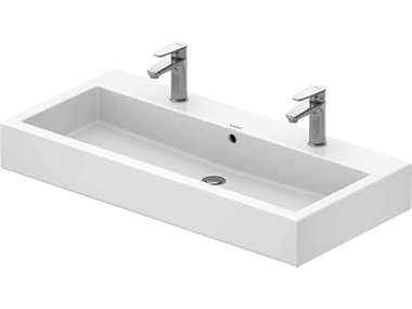 Duravit Vero 39'' Ceramic White High Gloss Sink with 1 Faucet Holes - 2 basins DUR0454100024
