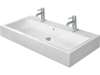 Duravit Vero 39'' Ceramic White High Gloss Sink with 1 Faucet Hole - 2 basins - Ground DUR0454100026