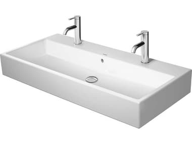 Duravit Vero 39'' Ceramic White High Gloss Sink with 1 Faucet Hole - 2 basins - Ground DUR2350100026