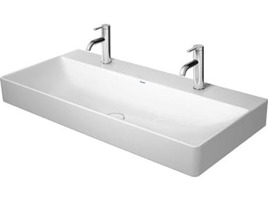Duravit Durasquare 40'' White High Gloss Sink with 1 Faucet Hole - 2 basins DUR2353100043