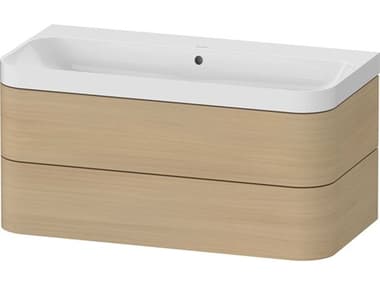 Duravit Happy D.2 38'' Mediterranean Oak Matt Wall-Mounted Set of Sink and Vanity DURHP4348N7171