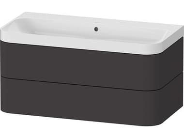 Duravit Happy D.2 38'' Graphite Super Matt Wall-Mounted Set of Sink and Vanity DURHP4348N8080