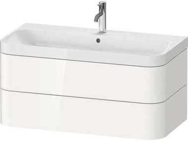 Duravit Happy D.2 38'' White High Gloss Wall-Mounted Set of Sink and Vanity with 1 Faucet Hole DURHP4348O2222