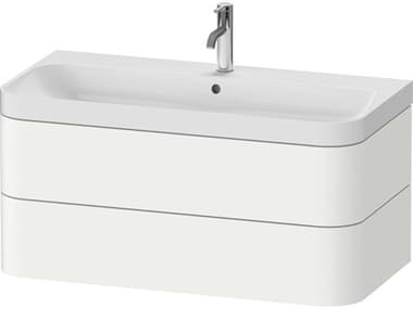 Duravit Happy D.2 38'' White Satin Matt Wall-Mounted Set of Sink and Vanity with 1 Faucet Hole DURHP4348O3636