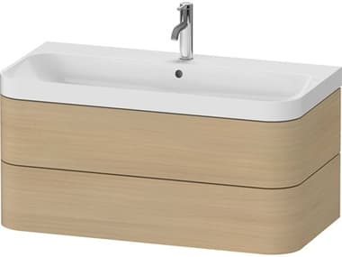 Duravit Happy D.2 38'' Mediterranean Oak Matt Wall-Mounted Set of Sink and Vanity with 1 Faucet Hole DURHP4348O7171