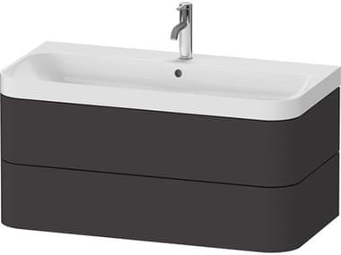Duravit Happy D.2 38'' Graphite Super Matt Wall-Mounted Set of Sink and Vanity with 1 Faucet Hole DURHP4348O8080