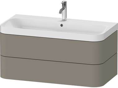 Duravit Happy D.2 38'' Stone Gray Satin Matt Wall-Mounted Set of Sink and Vanity with 1 Faucet Hole DURHP4348O9292