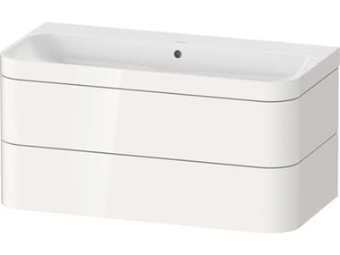 Duravit Happy D.2 38'' White High Gloss Rectangular Wall-Mounted Set of Sink and Vanity DURHP4638N2222