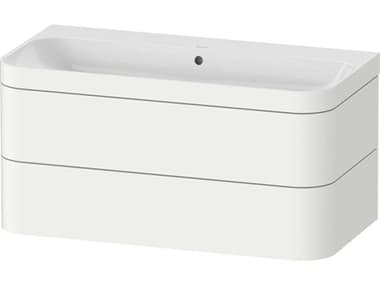 Duravit Happy D.2 38'' White Satin Matt Rectangular Wall-Mounted Set of Sink and Vanity DURHP4638N3636