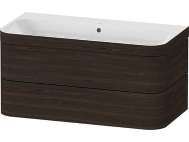 Duravit Happy D.2 38'' Walnut (brushed) Matt Rectangular Wall-Mounted Set of Sink and Vanity DURHP4638N6969