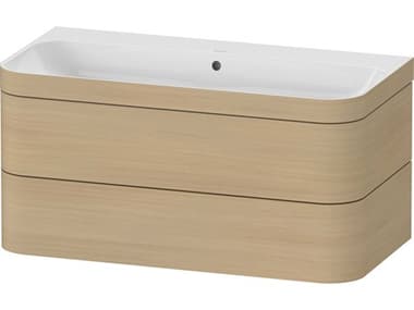 Duravit Happy D.2 38'' Mediterranean Oak Matt Rectangular Wall-Mounted Set of Sink and Vanity DURHP4638N7171
