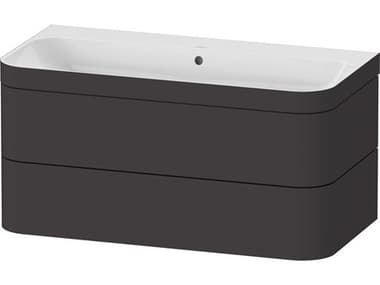 Duravit Happy D.2 38'' Graphite Super Matt Rectangular Wall-Mounted Set of Sink and Vanity DURHP4638N8080