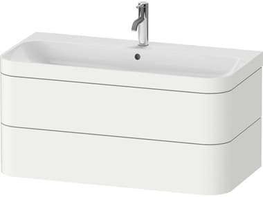 Duravit Happy D.2 38'' White Satin Matt Rectangular Wall-Mounted Set of Sink and Vanity with 1 Faucet Hole DURHP4638O3636