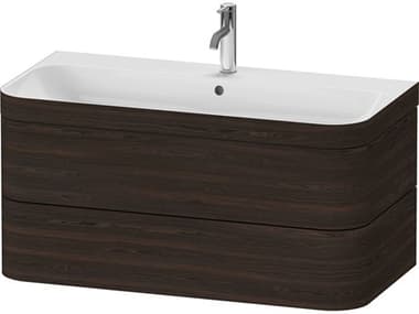 Duravit Happy D.2 38'' Walnut (brushed) Matt Rectangular Wall-Mounted Set of Sink and Vanity with 1 Faucet Hole DURHP4638O6969
