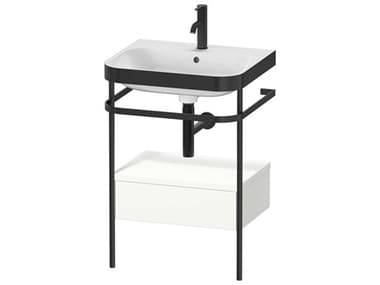 Duravit Happy D.2 23'' White Satin Matt Set of Sink and Console with 1 Faucet Hole DURHP4740O3636