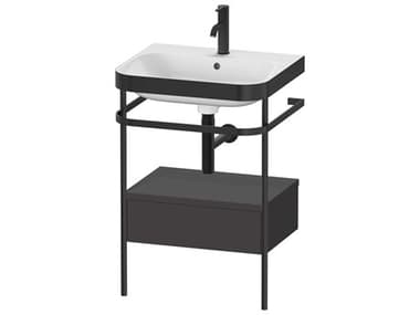 Duravit Happy D.2 23'' Graphite Super Matt Set of Sink and Console with 1 Faucet Hole DURHP4740O8080