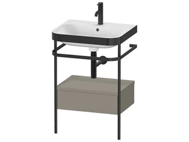 Duravit Happy D.2 23'' Stone Gray Satin Matt Set of Sink and Console with 1 Faucet Hole DURHP4740O9292