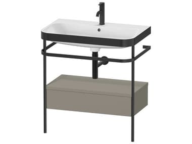 Duravit Happy D.2 31'' Stone Gray Satin Matt Set of Sink and Console with 1 Faucet Hole DURHP4742O9292