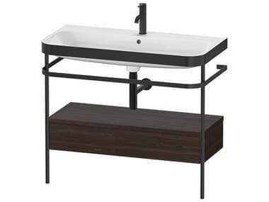 Duravit Happy D.2 39'' Walnut (Brushed) Matt Set of Sink and Console with 1 Faucet Hole DURHP4743O6969