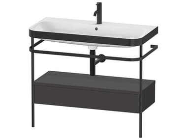 Duravit Happy D.2 39'' Graphite Super Matt Set of Sink and Console with 1 Faucet Hole DURHP4743O8080
