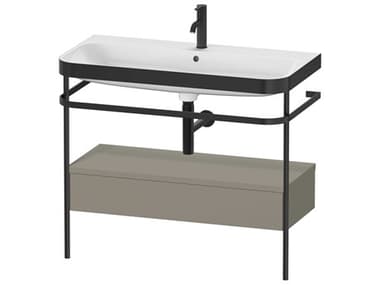 Duravit Happy D.2 39'' Stone Gray Satin Matt Set of Sink and Console with 1 Faucet Hole DURHP4743O9292