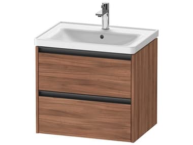 Duravit Ketho.2 item 25'' Two Drawer Walnut Matt Wall-Mounted Vanity Unit DURK25282079790000
