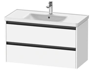 Duravit Ketho.2 item 39" Two Drawer White Matt  Wall-Mounted Vanity Unit DURK25284018180000