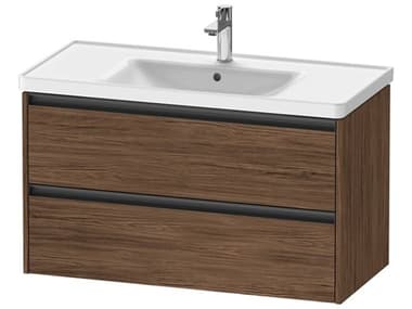 Duravit Ketho.2 item 39" Two Drawer Walnut (Dark) Matt Wall-Mounted Vanity Unit DURK25284021210000