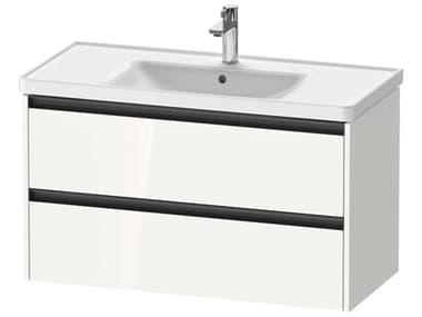 Duravit Ketho.2 item 39" Two Drawer White High Gloss Wall-Mounted Vanity Unit DURK25284022220000
