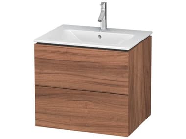 Duravit L-cube 24'' Two Drawer Walnut Matt Wall-Mounted Vanity Unit DURLC624007979