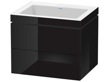 Duravit L-cube 24'' Two Drawer Black High Gloss Wall-Mounted Vanity Unit DURLC6926N4040