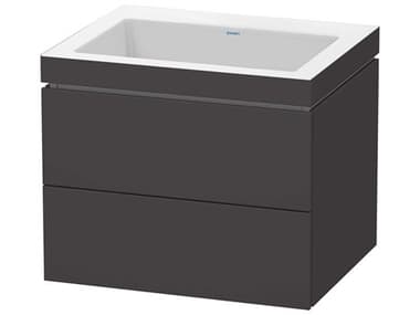 Duravit L-cube 24'' Two Drawer Graphite Super Matt Wall-Mounted Vanity Unit DURLC6926N8080
