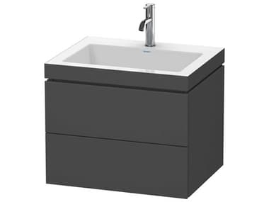 Duravit L-cube 24'' Two Drawer Graphite Matt Wall-Mounted Vanity Unit DURLC6926O4949