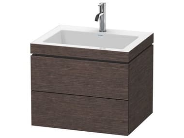 Duravit L-cube 24'' Two Drawer Dark Brushed Oak Matt Wall-Mounted Vanity Unit DURLC6926O7272