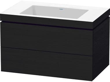 Duravit L-cube 32'' Two Drawer Black Oak Matt Wall-Mounted Vanity Unit DURLC6927N1616