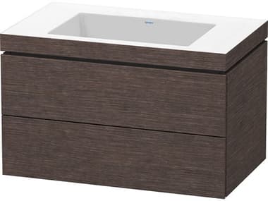 Duravit L-cube 32'' Two Drawer Dark Brushed Oak Matt Wall-Mounted Vanity Unit DURLC6927N7272
