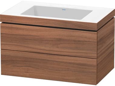 Duravit L-cube 32'' Two Drawer Walnut Matt Wall-Mounted Vanity Unit DURLC6927N7979
