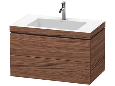 Duravit L-cube 32'' Two Drawer Walnut (Dark) Matt Wall-Mounted Vanity Unit DURLC6927O2121