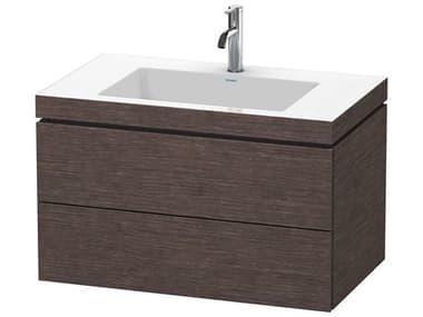 Duravit L-cube 32'' Two Drawer Dark Brushed Oak Matt Wall-Mounted Vanity Unit DURLC6927O7272