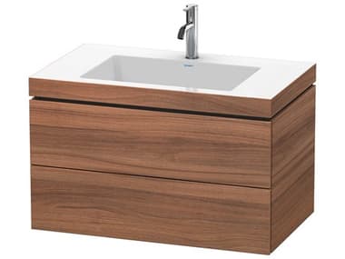 Duravit L-cube 32'' Two Drawer Walnut Matt Wall-Mounted Vanity Unit DURLC6927O7979