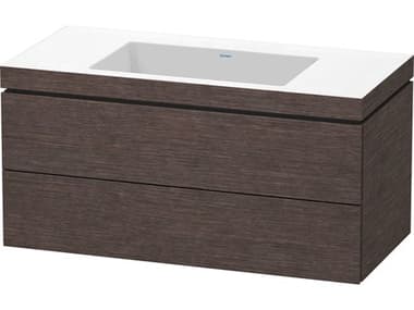 Duravit L-cube 39'' Two Drawer Dark Brushed Oak Matt Wall-Mounted Vanity Unit DURLC6928N7272