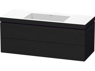 Duravit L-cube 47'' Two Drawer Black Oak Matt Wall-Mounted Vanity Unit DURLC6929N1616